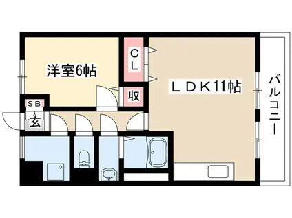第3籠原ビル(1LDK/5階)の間取り写真