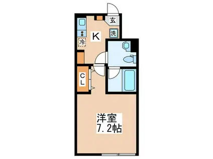 カーザ・パライゾ(1K/1階)の間取り写真