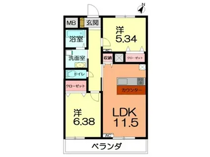 エミネンス(2LDK/2階)の間取り写真
