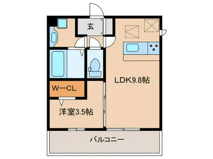 GRANDD-ROOM東梅坪(1LDK/2階)の間取り写真