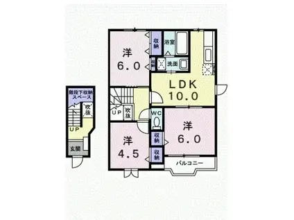 ハ-モニ-高岡I(3LDK/2階)の間取り写真