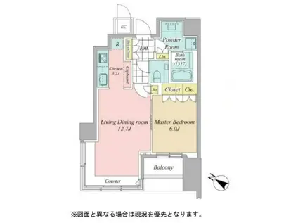 THE ROPPONGI TOKYO CLUB RESIDENCE(1LDK/21階)の間取り写真