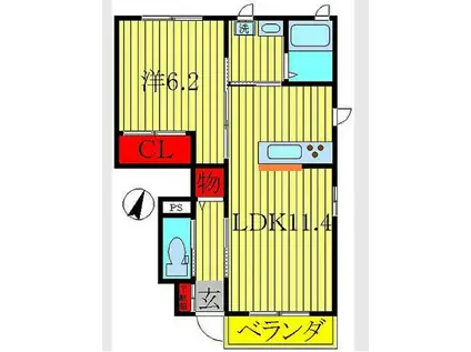 ルーチェウィルII(1LDK/1階)の間取り写真