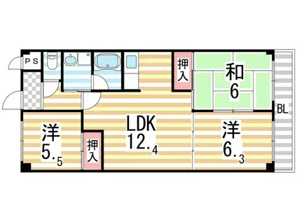 ニュープリーメル(3LDK/9階)の間取り写真