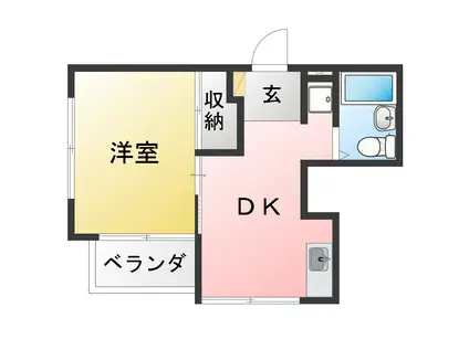 白峰コーポII(1DK/2階)の間取り写真