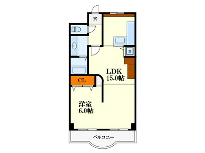 フローレスII(1LDK/5階)の間取り写真