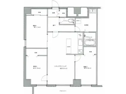 GRANVILLE・SAKUMA(3LDK/11階)の間取り写真