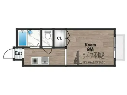 エステートピア・ナカタB棟(ワンルーム/2階)の間取り写真