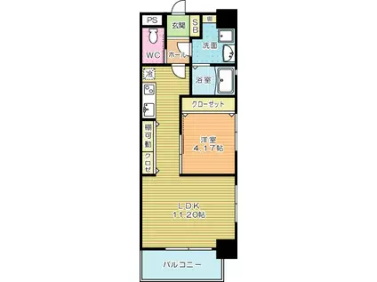 ERUZAGLANZ黄金(1LDK/2階)の間取り写真