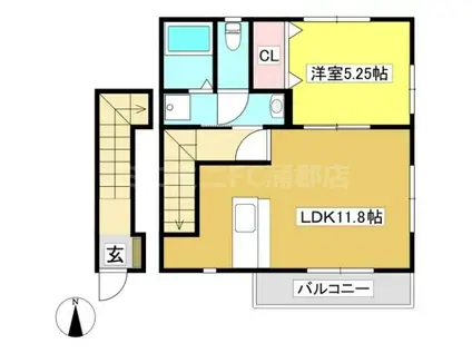 ライフイン・湿見(1LDK/2階)の間取り写真