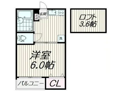 プライム西大井(1K/1階)の間取り写真
