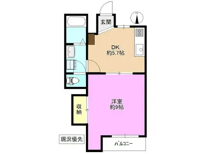 ハイツウエスタリア(1DK/2階)の間取り写真