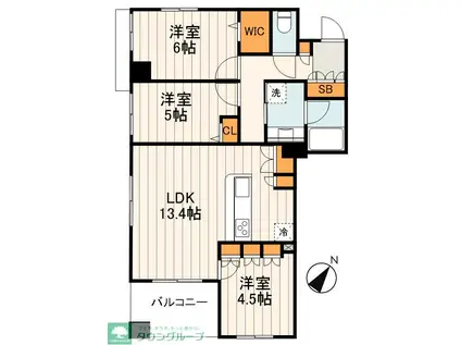 クレストフォルム金町ビューフォート(3LDK/4階)の間取り写真