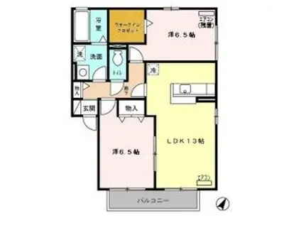 ベルジェII(2LDK/1階)の間取り写真