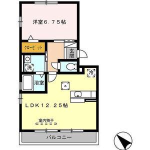 ラ・フルール A棟(1LDK/1階)の間取り写真