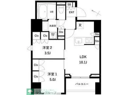 タスキプライムテラス本蓮沼(2LDK/11階)の間取り写真