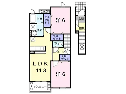 アッド・コンフォートII(2LDK/2階)の間取り写真