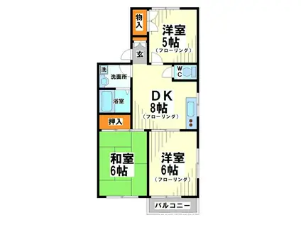 マーロンシライト(3DK/1階)の間取り写真