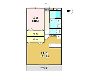 レオパレス宝PARTII(1LDK/2階)の間取り写真