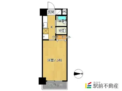 パシフィック佐賀II(1K/2階)の間取り写真