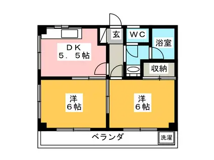 パークハイツミナミ(2DK/3階)の間取り写真