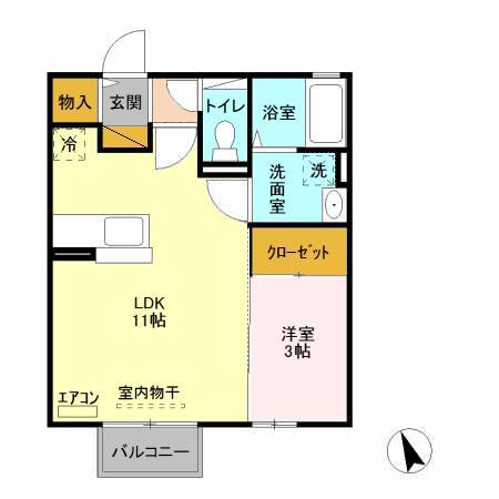 バローネ・イースト(1LDK/1階)の間取り写真