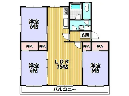 保谷コーポ(3LDK/1階)の間取り写真