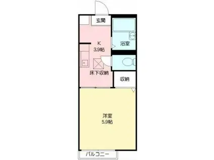 サンオーシャン(1K/2階)の間取り写真