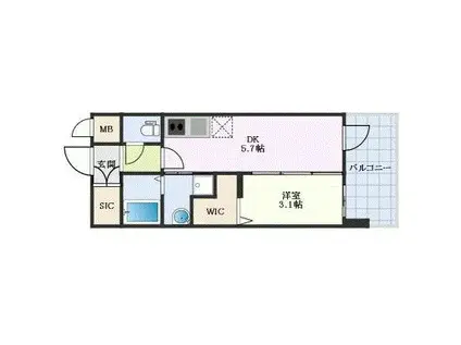 エステムコート大阪プリューム(1DK/11階)の間取り写真