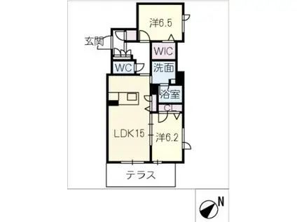 アンビエラ八事(2LDK/1階)の間取り写真