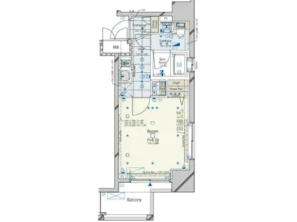 コンシェリア門前仲町RIVER SIDE(1K/11階)の間取り写真
