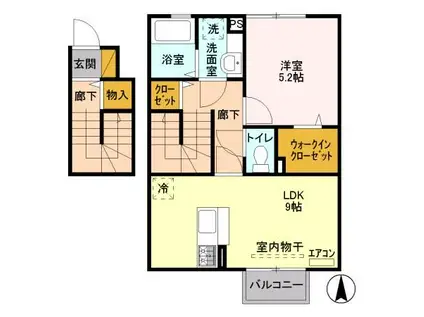 ALICEBELLCOURTC(1LDK/2階)の間取り写真