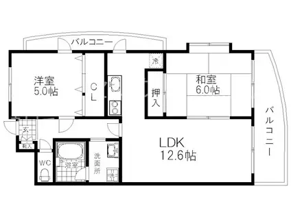 ペガサスII番館住之江(2LDK/10階)の間取り写真