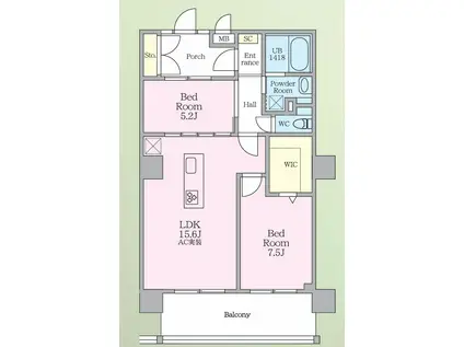 PJ TREE NEST ツリーネスト(2LDK/6階)の間取り写真