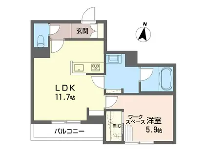 セゾン ヴェルテ(1LDK/1階)の間取り写真