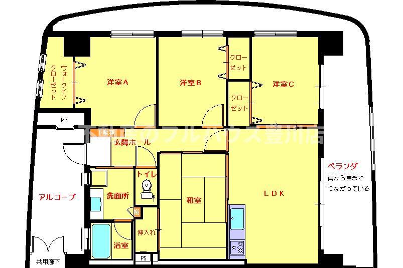 ロイヤルハイツ石黒(4LDK/6階)の間取り写真