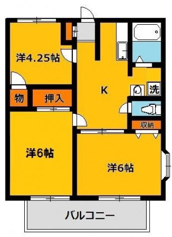 宇高前パナハイツ(3DK/2階)の間取り写真