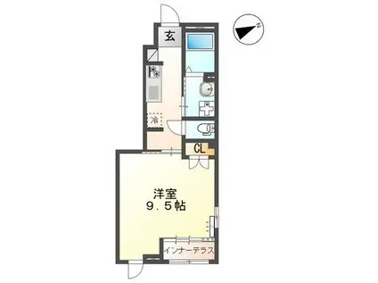 フロンティアエステートIII(1K/1階)の間取り写真