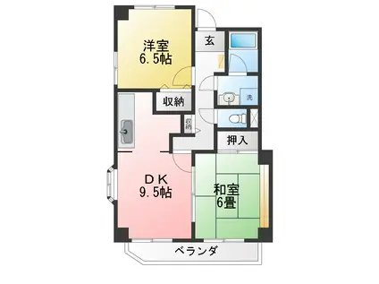 新川崎ロイヤルパレス(2LDK/2階)の間取り写真