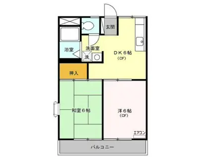 リバーサイド B(2DK/1階)の間取り写真