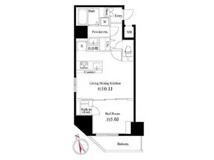 ハーモニーレジデンス浅草002(1LDK/8階)の間取り写真