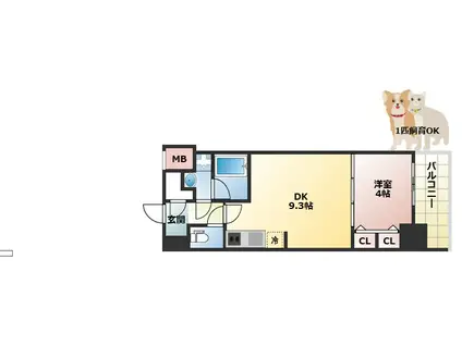 スプランディッド淀屋橋DUE(1DK/10階)の間取り写真