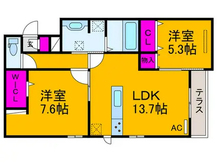 SOLEIL LEVANT(2LDK/1階)の間取り写真