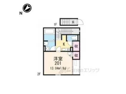 レオネクストHONEYLAKE(1K/2階)の間取り写真