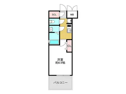 ビガーポリス417天満橋II(1K/2階)の間取り写真