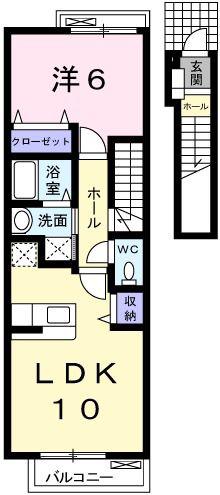 ミルト アンジュIII(1LDK/2階)の間取り写真