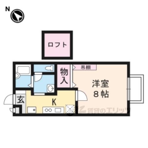 セジュール鴨土(1K/2階)の間取り写真