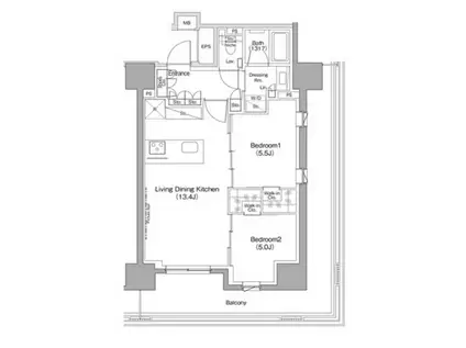ザ・パークハビオ滝野川(2LDK/3階)の間取り写真