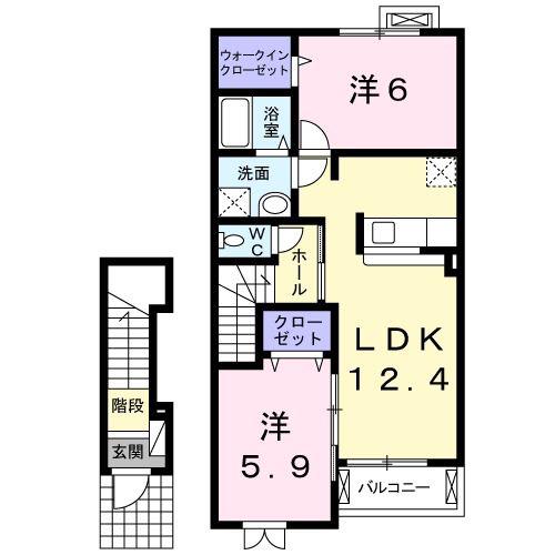 パークヒルズA(2LDK/2階)の間取り写真