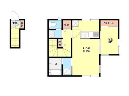 LIFE南万代(1LDK/2階)の間取り写真
